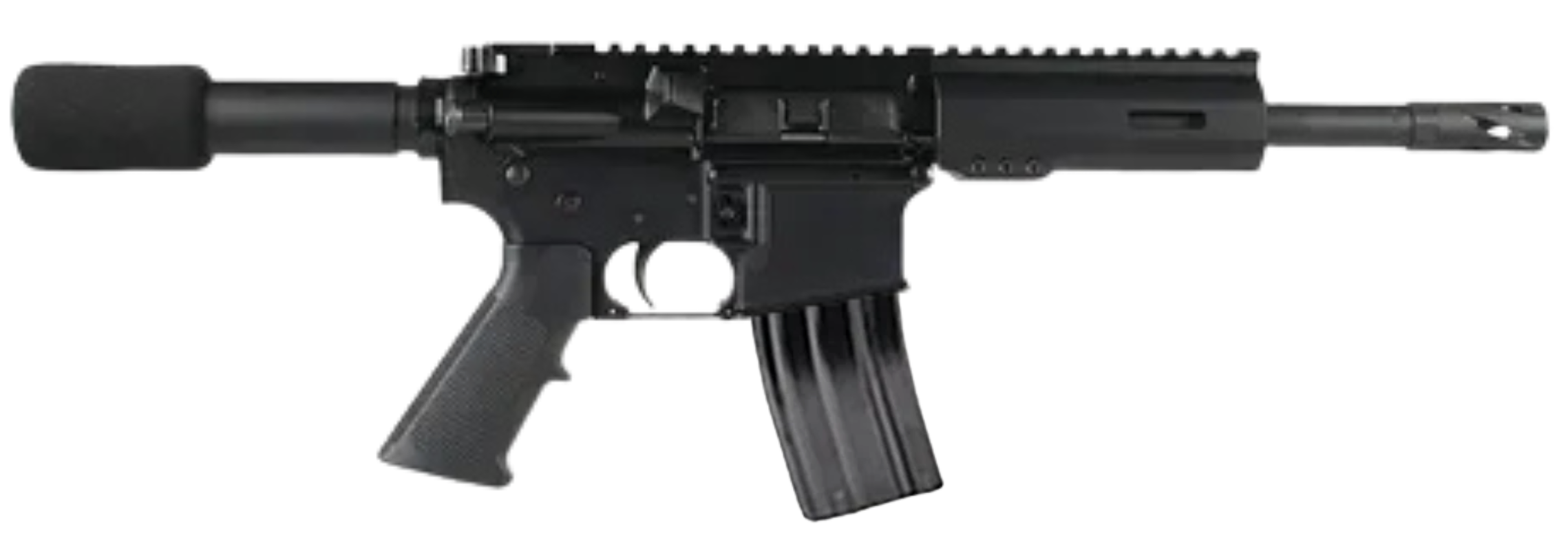 Compact AR-style rifle with short barrel
