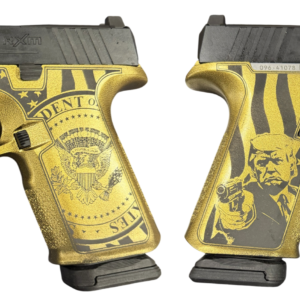 Custom gold handguns with political designs