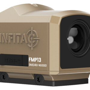 Tan compact tactical camera device with large lens
