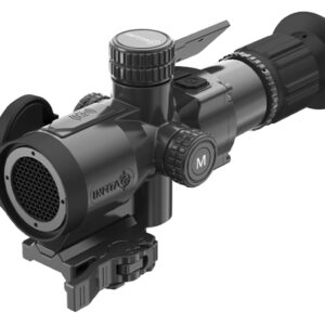 Black tactical rifle scope with mounting bracket
