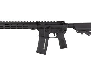 Black AR-15 style rifle on white background