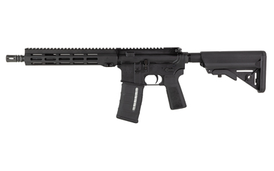 Black AR-15 style rifle on white background