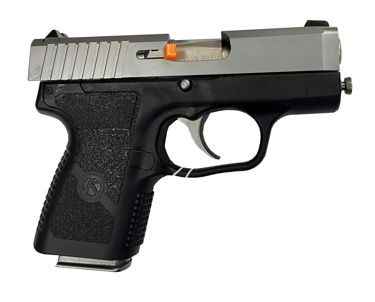 Compact semi-automatic handgun with silver slide