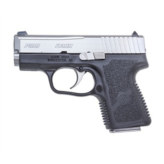 Compact black and silver semi-automatic handgun