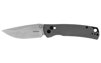 Gray folding pocket knife with silver blade