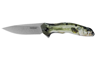 Folding knife with bass fish handle design