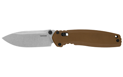 Brown-handled folding knife with silver blade