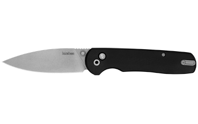 Black folding knife with silver blade open