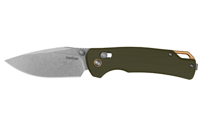 Green-handled folding knife with silver blade