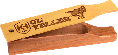 Wooden Koyle Yeller cattle branding paddle on stand