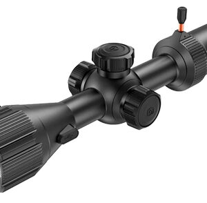 Black rifle scope isolated on white background