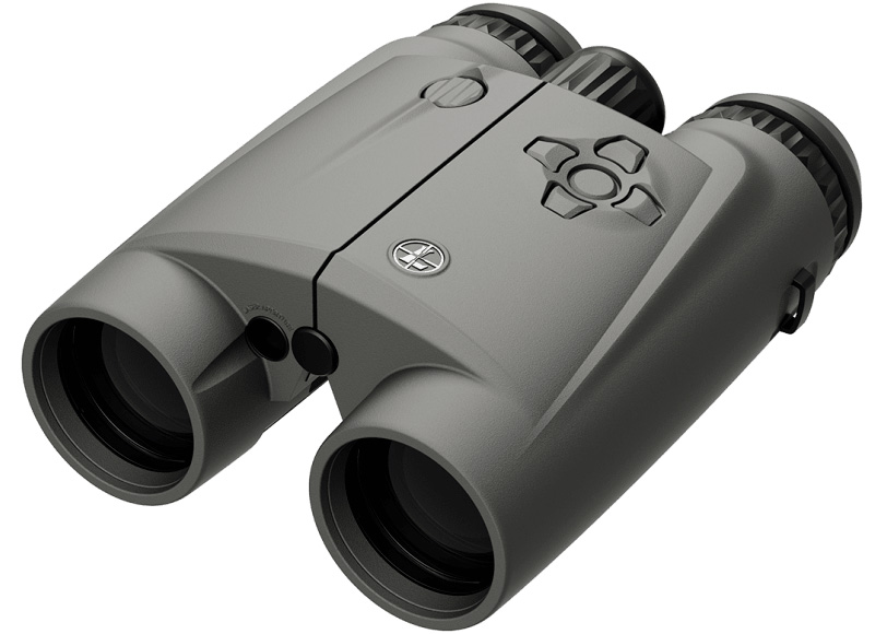 Modern gray binoculars on white background