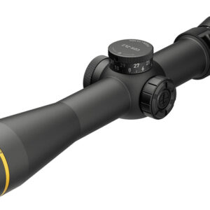 Black riflescope with adjustment turrets on white background