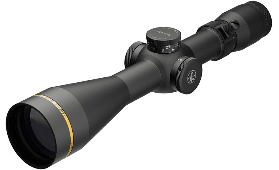 Black rifle scope with adjustment turrets