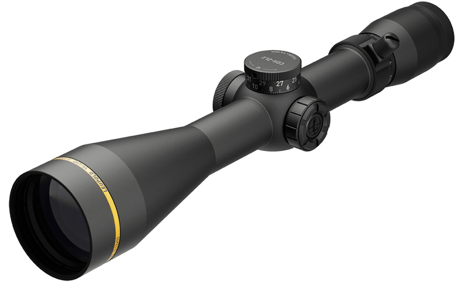 Black rifle scope with adjustment turrets
