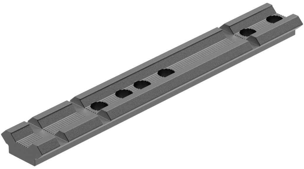 Gray metal mounting rail with multiple holes