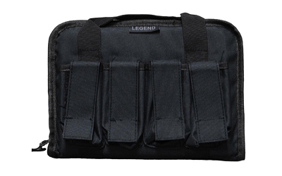 Black tactical rifle case with front pouches