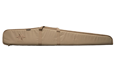 Tan padded rifle case with zipper and handles