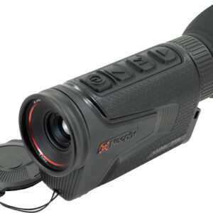 Black handheld night vision monocular with lens cap