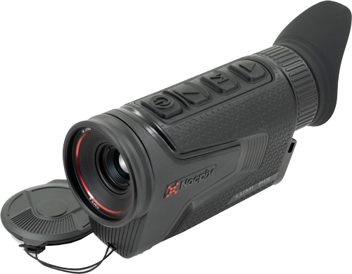 Black handheld night vision monocular with lens cap