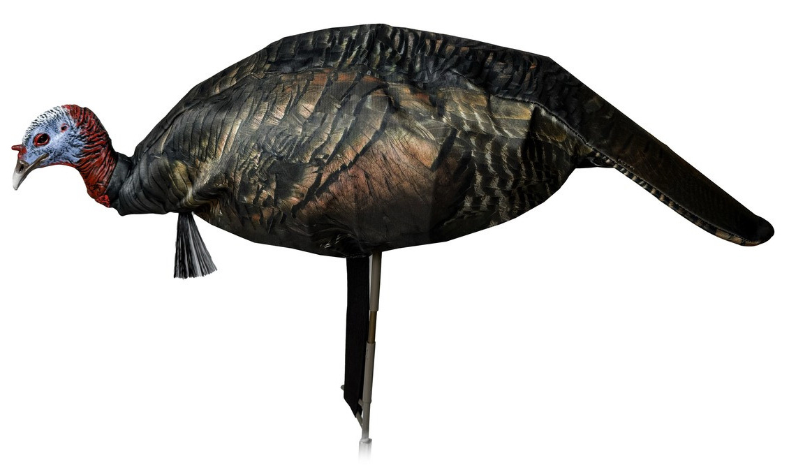 Realistic wild turkey decoy mounted on stake
