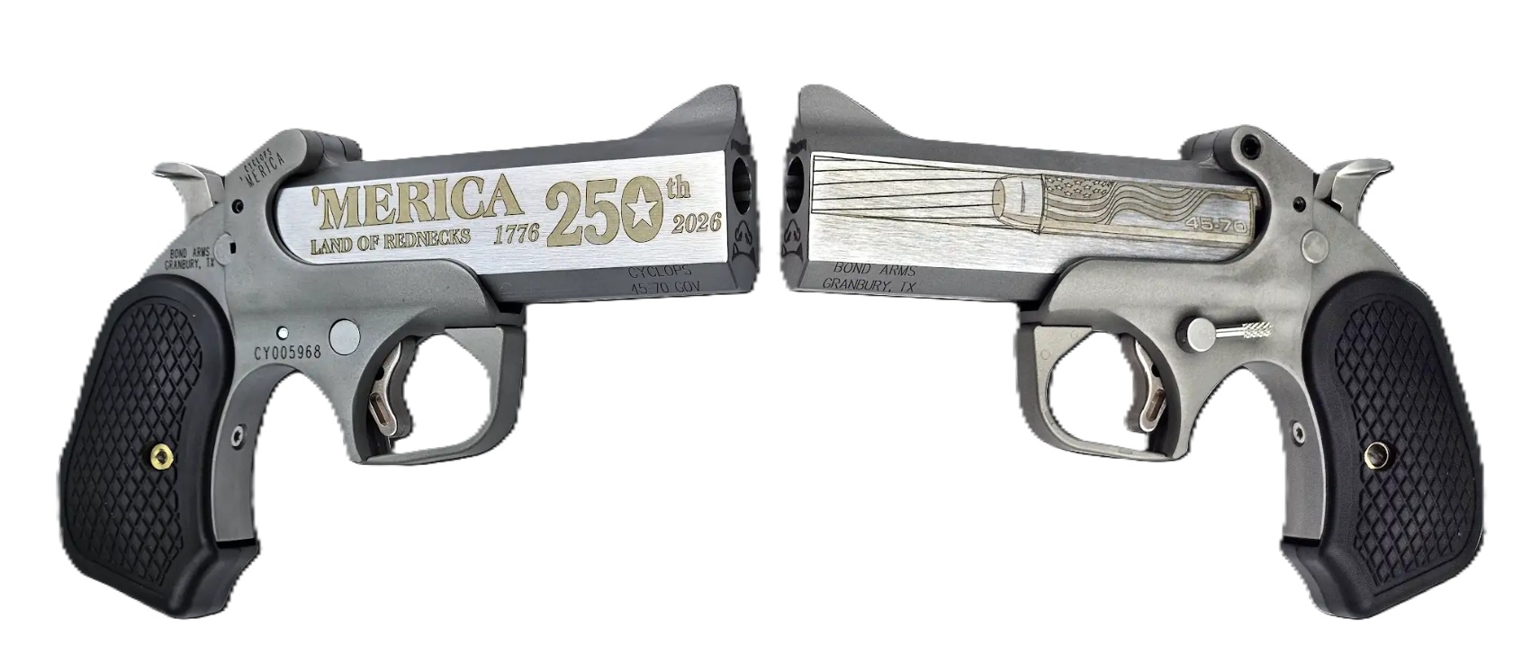 Engraved commemorative pistols with patriotic American theme
