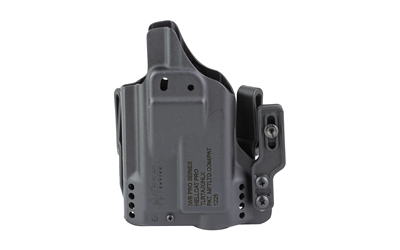 Black polymer handgun holster with belt clip