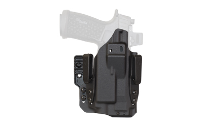 Black inside-the-waistband pistol holster with belt clips