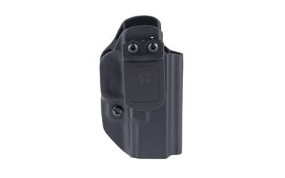 Black molded handgun holster with belt clip