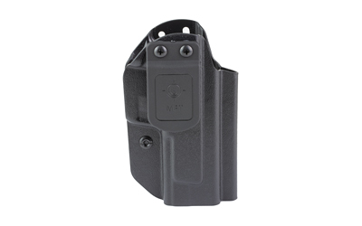 Black polymer handgun holster with belt clip
