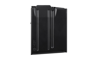 Black metal panel with vertical ridges