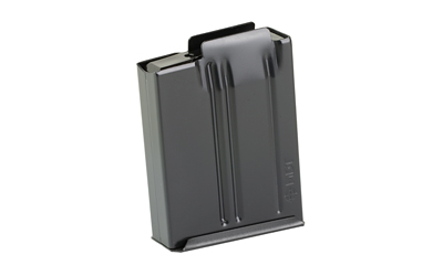 Gray metal rifle magazine on white background