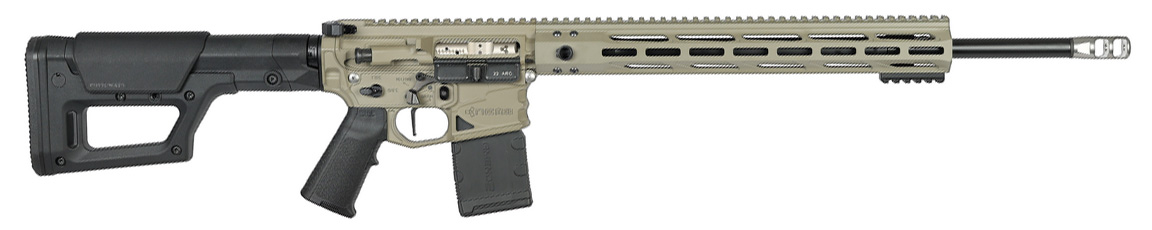 Tan and black modern sporting rifle