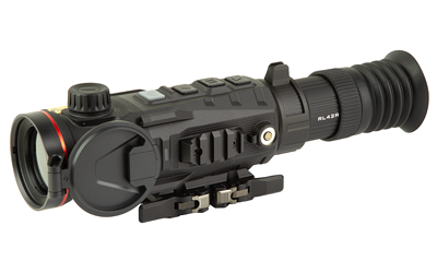 Black thermal rifle scope with mounting rail