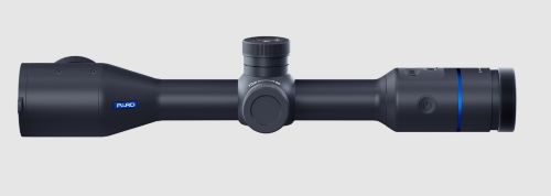 Black rifle scope on white background