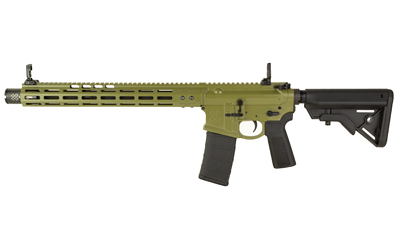 Olive green rifle with adjustable stock