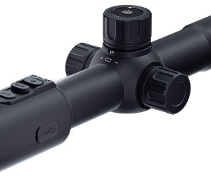 Black rifle scope with adjustment turrets