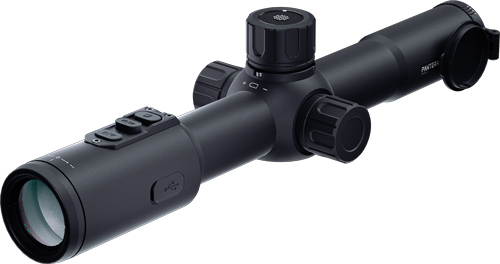 Black rifle scope with adjustment turrets