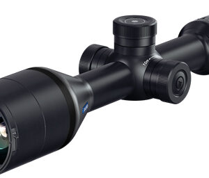 Black rifle scope with adjustment turrets