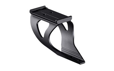 Black metal mounting bracket isolated on white background