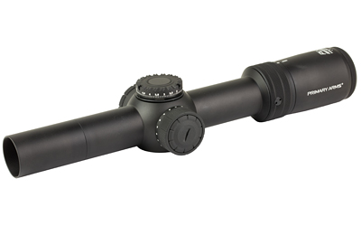 Black rifle scope with adjustment turrets