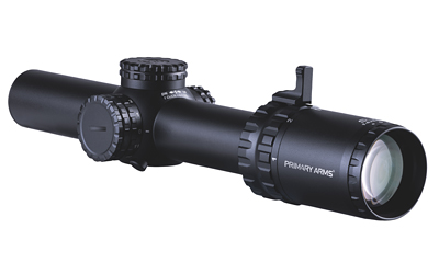 Black rifle scope with adjustment turrets