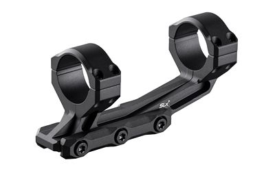 Black dual-ring rifle scope mount on white background