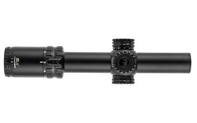 Black rifle scope with adjustment turrets