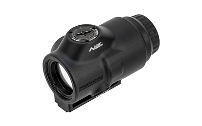 Black tactical rifle scope with mounting base