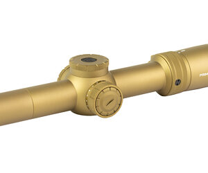 Gold rifle scope with adjustment turrets