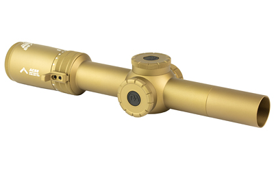 Tan tactical rifle scope isolated on white background