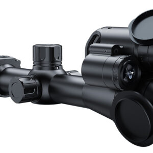 Black rifle scope with mounted night vision optic