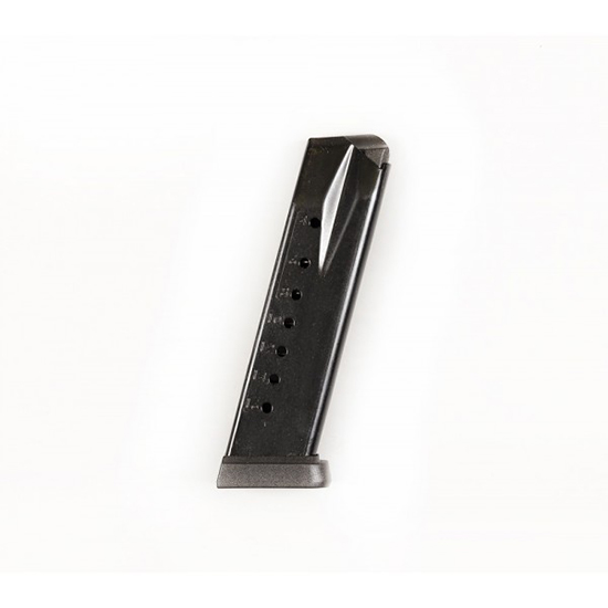 Black handgun magazine on white background