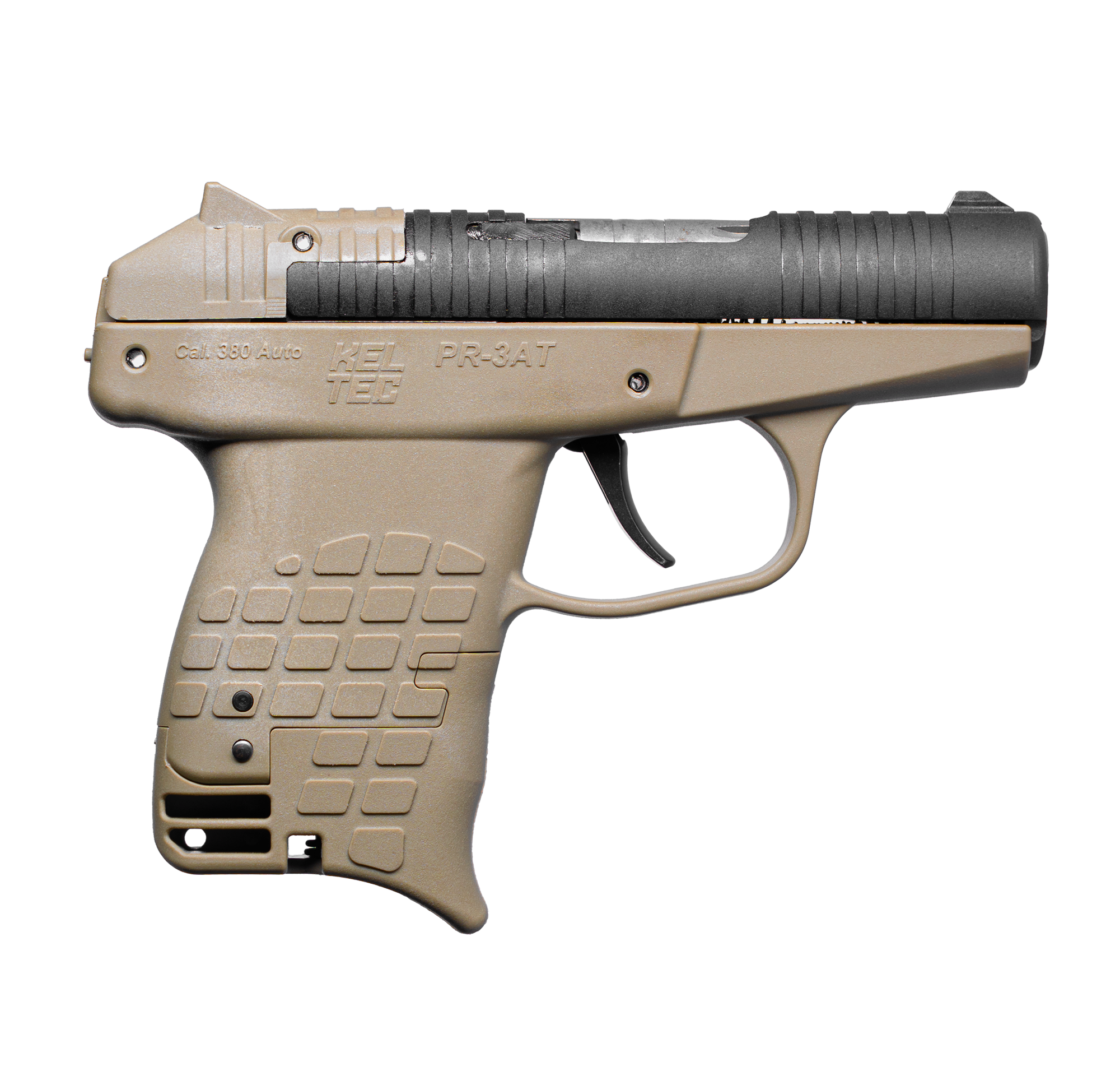 Kel-Tec PR-3AT compact handgun in beige color.